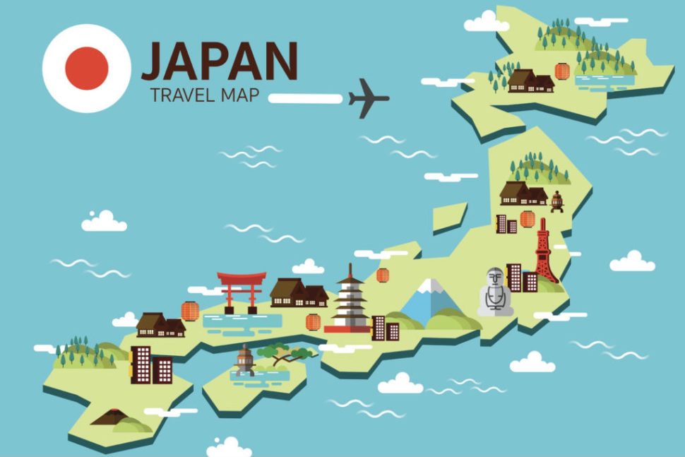 cartoon map of japan